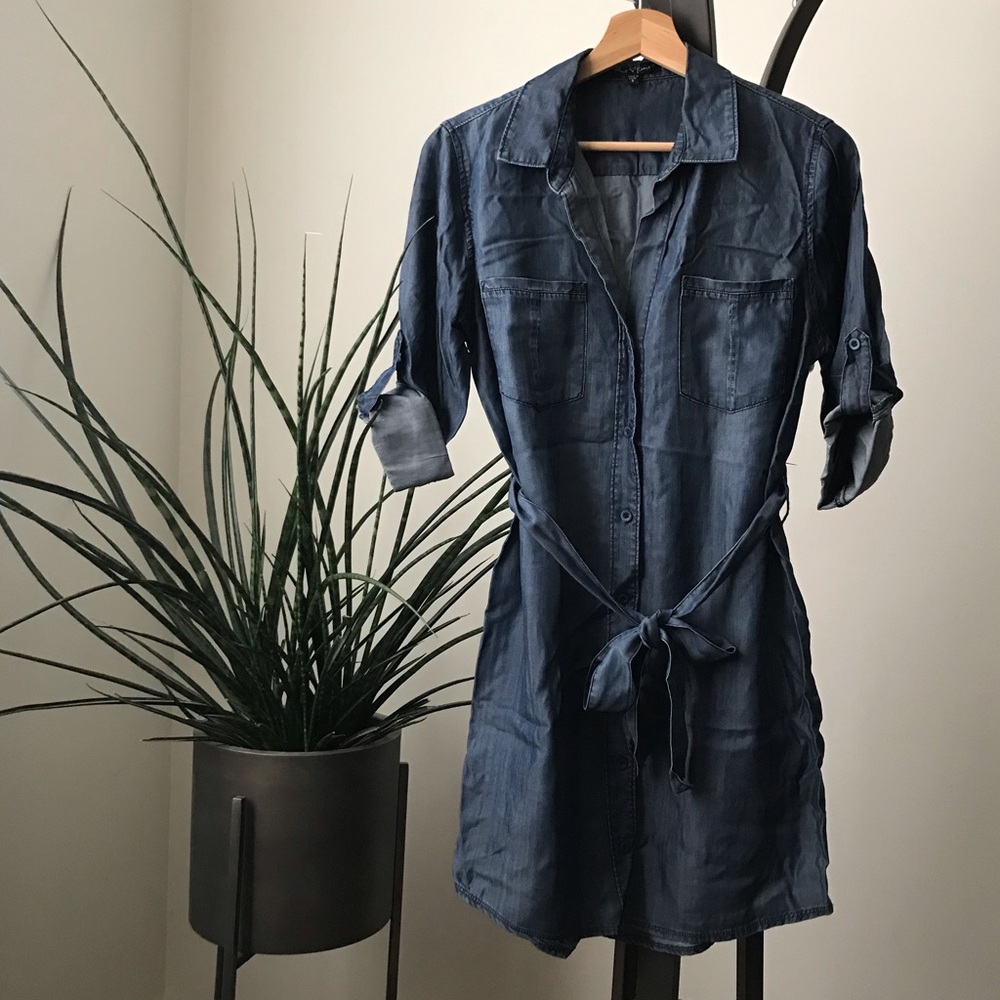 Blue tencel shirt dress
